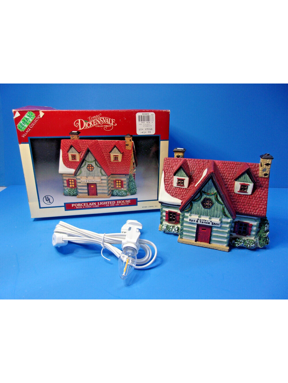 Lemax Dickensvale 1995 Lighted House #55178 Butler's Bait & Tackle Shop & Cord - Picture 1 of 11